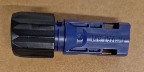 Blue and black plastic battery connectors