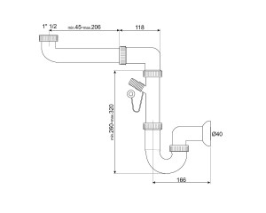 Smeg – Syfon z przyłączem do zmywarki do zlewozmywaków 1-komorowych - 3712