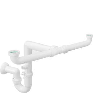 Smeg – Syfon z przyłączem do zmywarki do zlewozmywaków 2-komorowych - 3713
