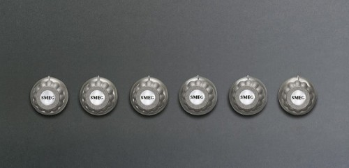 Smeg – Zestaw pokręteł do płyty - Cortina Biały/Postarzane srebro (6 szt.) - 6MP700BS